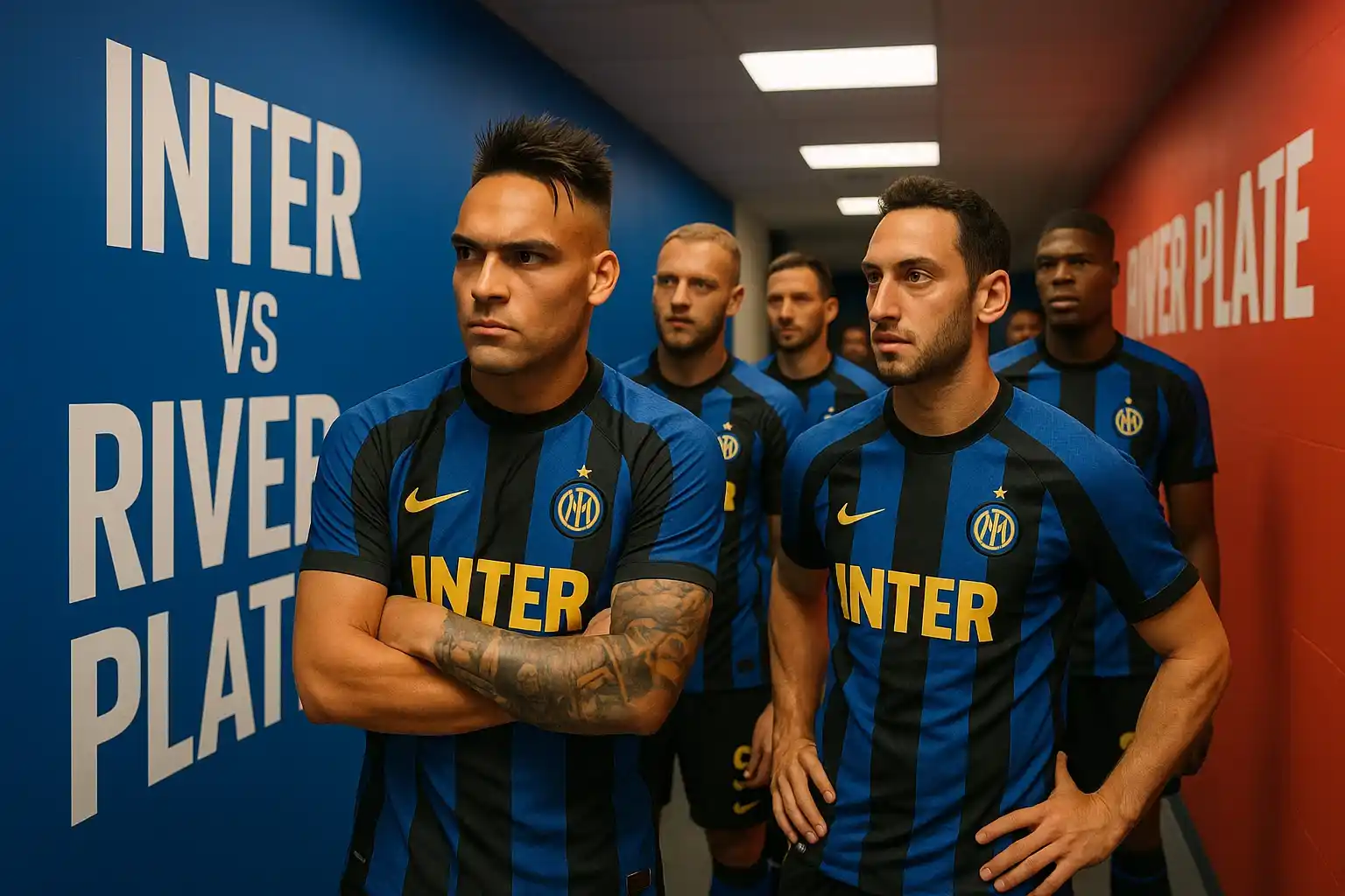 Các cầu thủ Inter chuẩn bị cho trận đấu quan trọng với River Plate